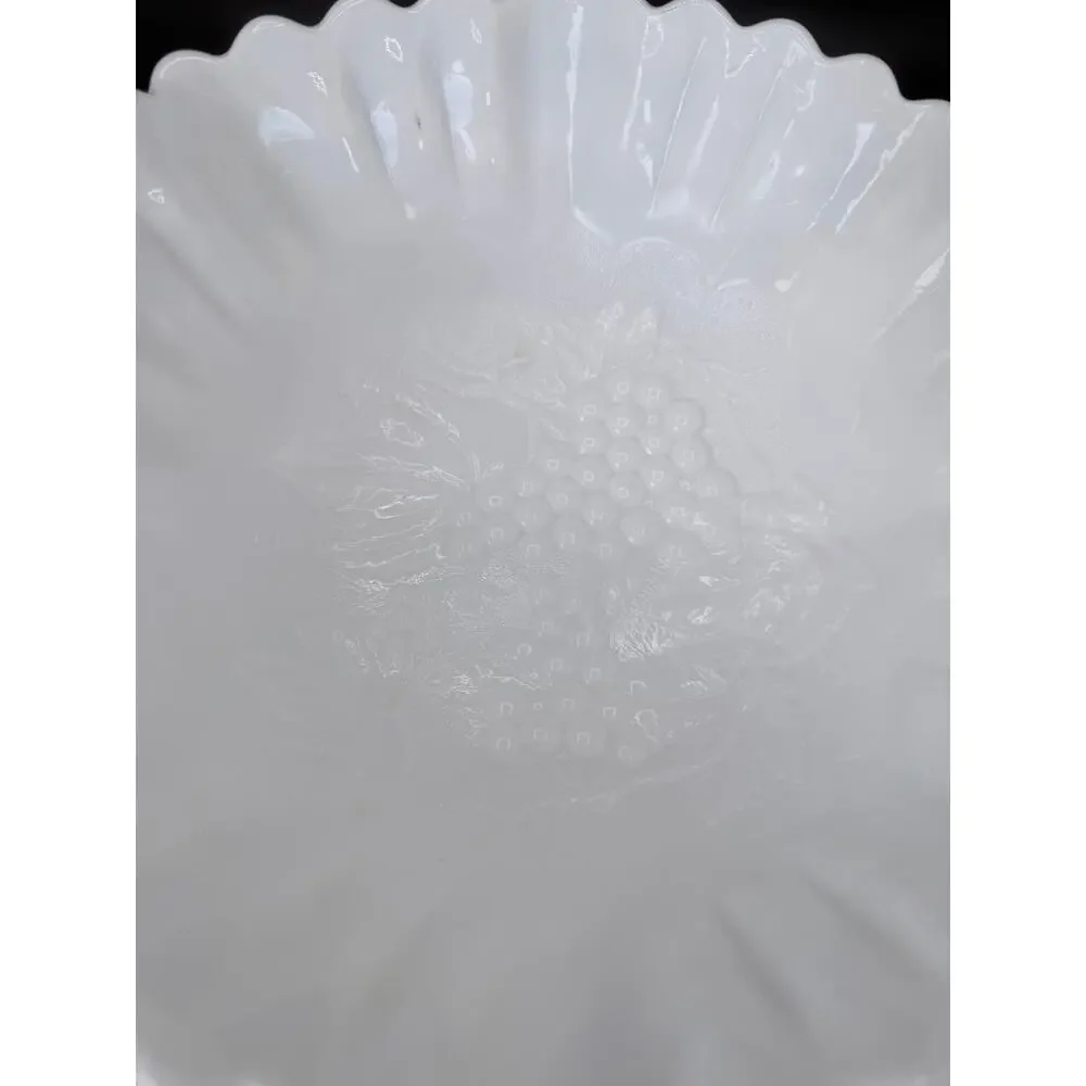 Vintage Westmoreland Paneled Grape Milk Glass 10in Centerpiece Bowl